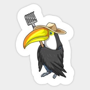 Toucan Farmer Rake Sticker